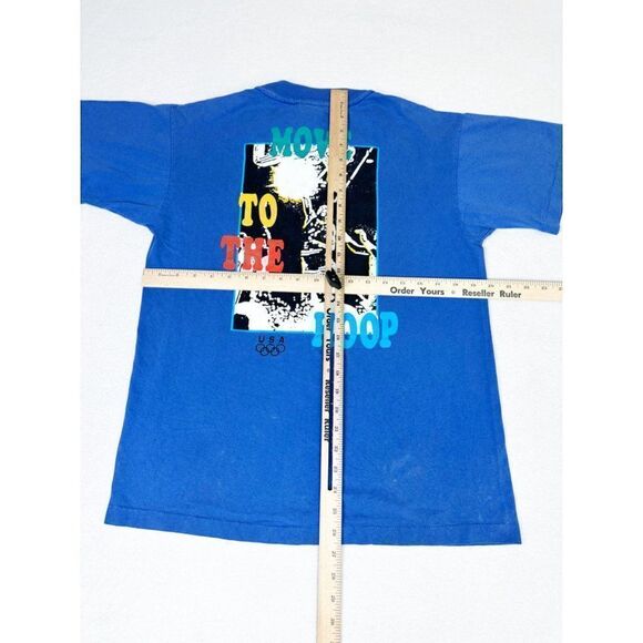 Vintage 90s USA Olympic T-Shirt Blue Small Basketball Sports Single Stich - Picture 9 of 11